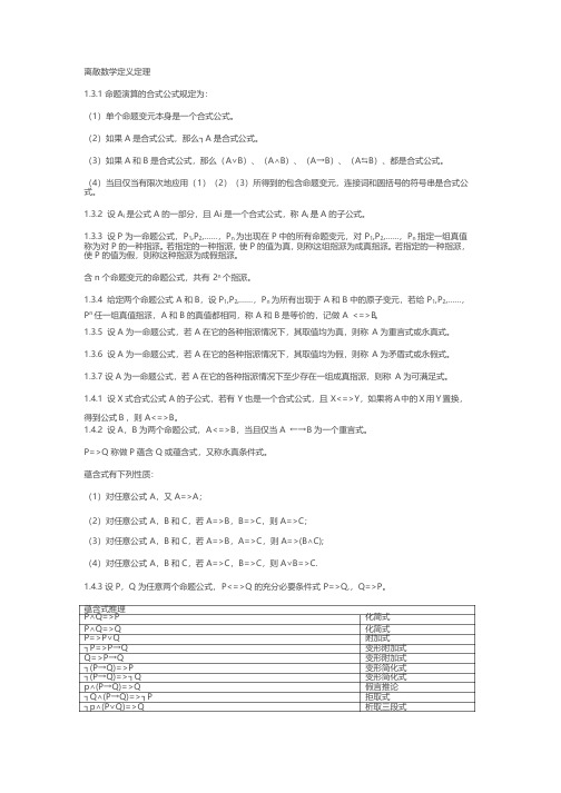 离散数学定义定理（上）