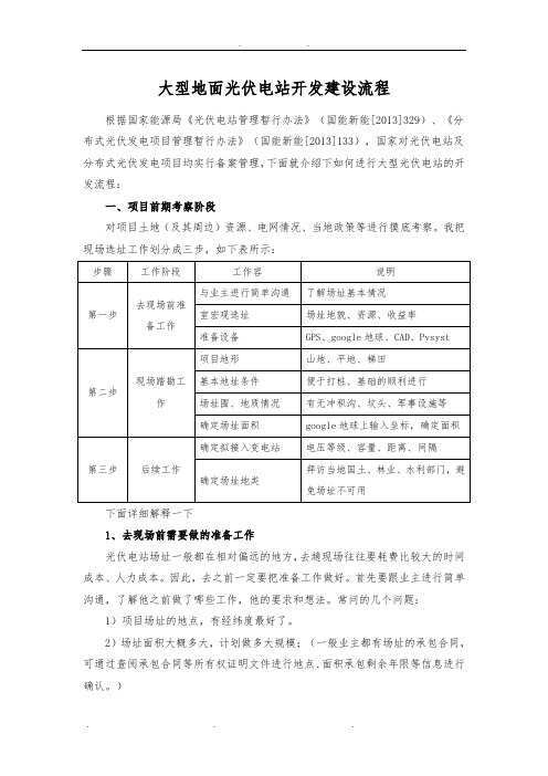 大型地面光伏电站开发建设流程图