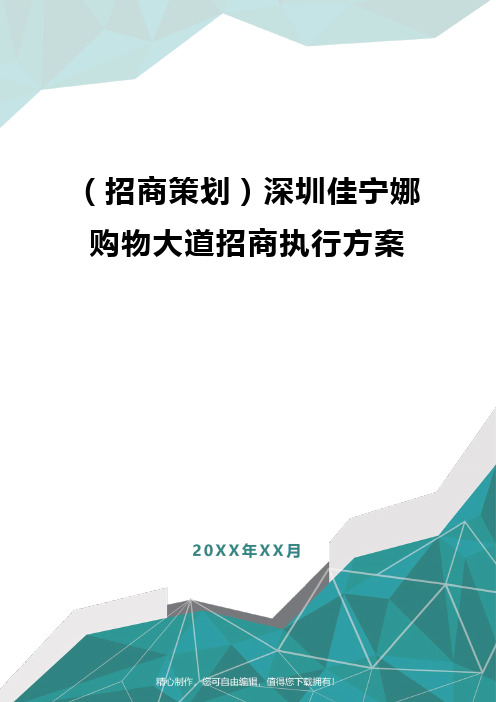 [招商策划]深圳佳宁娜购物大道招商执行方案