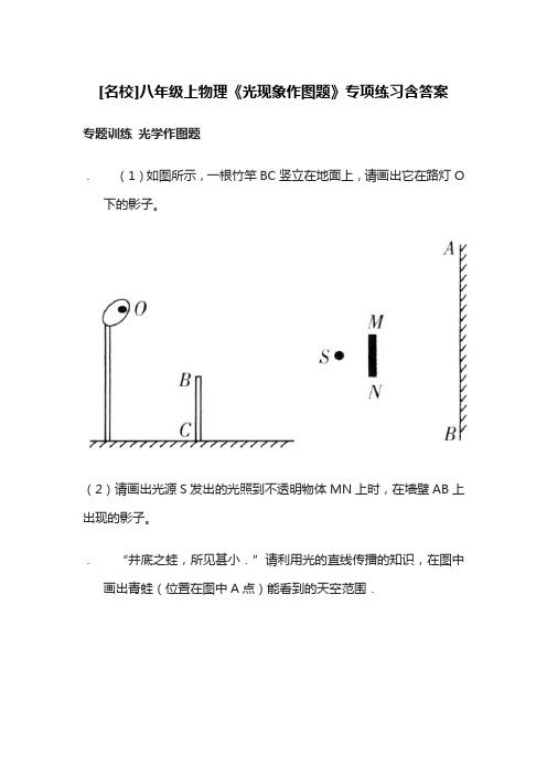 [名校]八年级上物理《光现象作图题》专项练习含答案