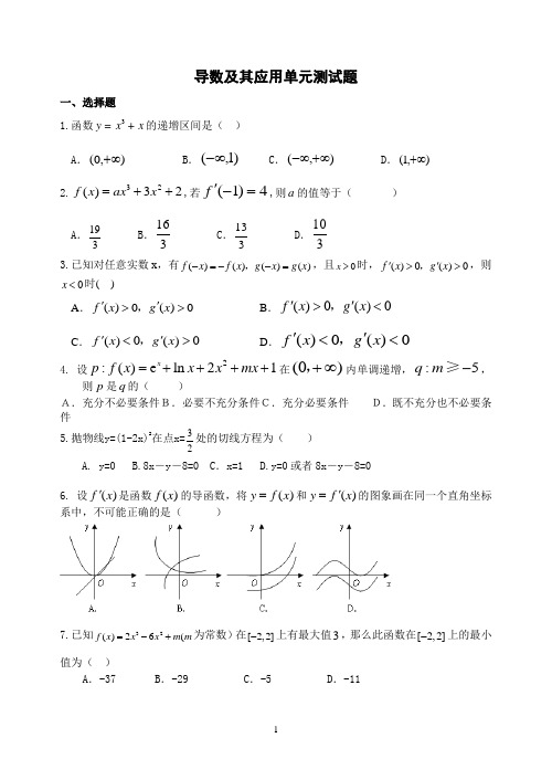 (完整版)人教版导数测试题含答案