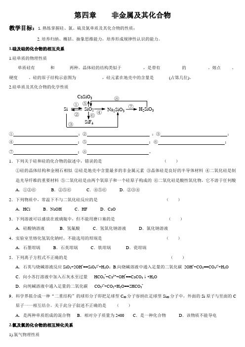 专题四、非金属及其化合物知识点归纳及练习