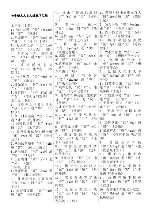 人教版初中语文文言文知识汇编