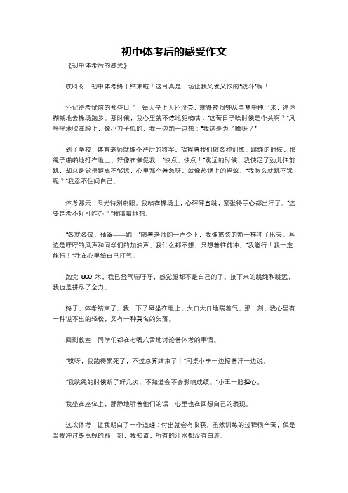 初中体考后的感受作文