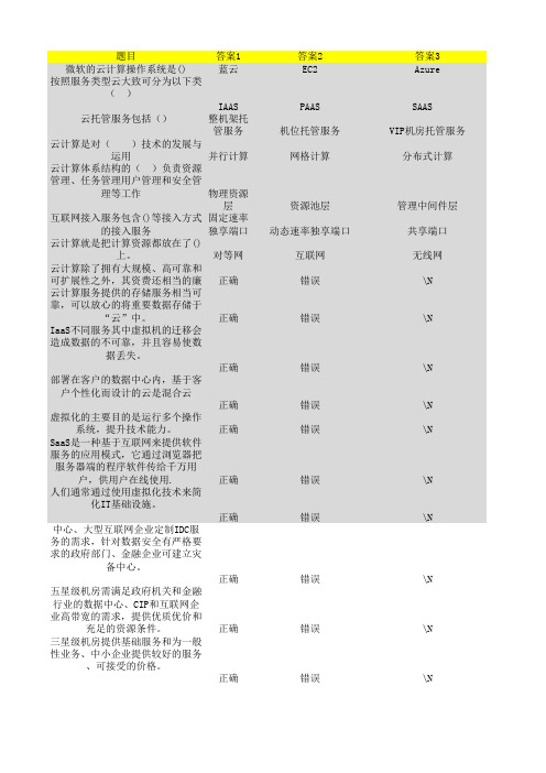 云计算、大数据基础知识答题题库