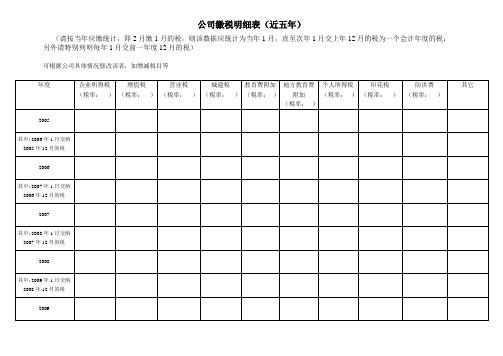 缴税明细表及银行存款表