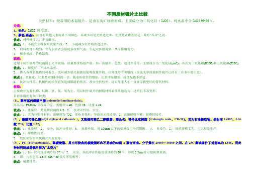 不同质材镜片之比较