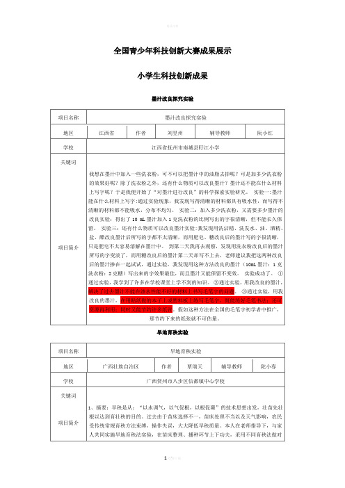 全国青少年科技创新大赛成果展示