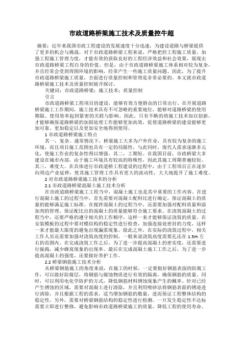 市政道路桥梁施工技术及质量控牛超