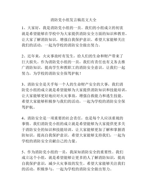 消防党小组发言稿范文大全