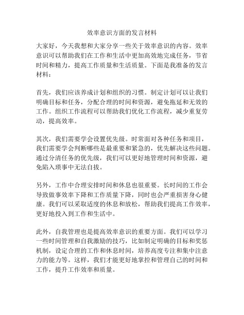 效率意识方面的发言材料