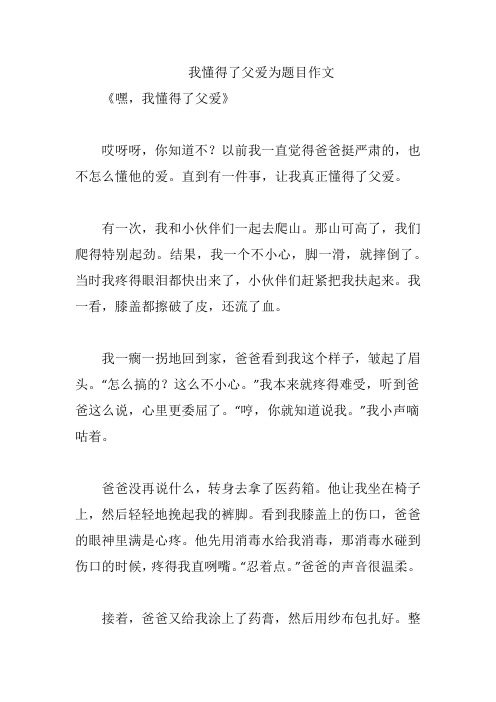 我懂得了父爱为题目作文