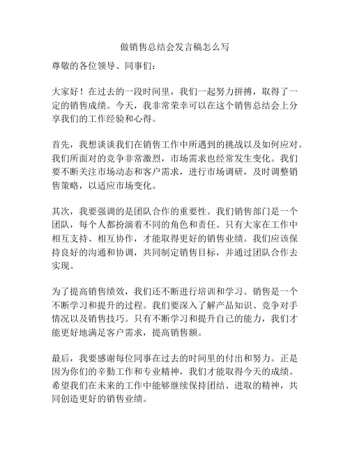 做销售总结会发言稿怎么写