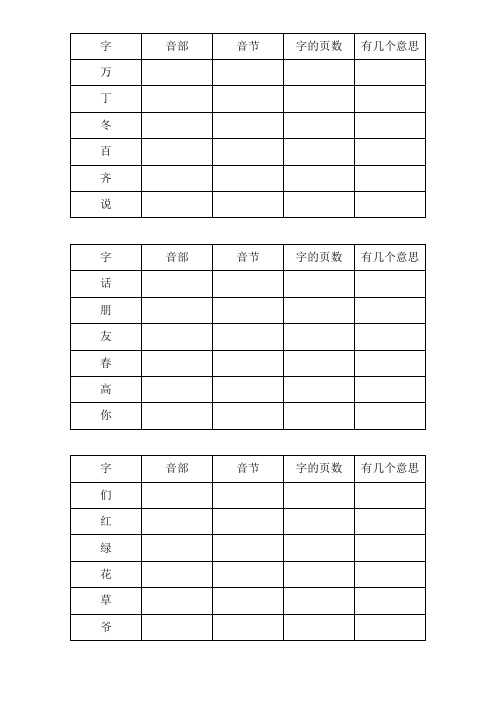 人教版一年级语文下册查字典练习