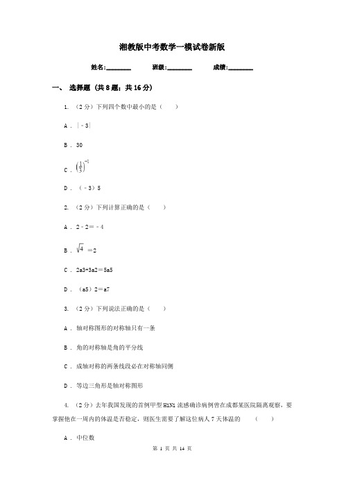 湘教版中考数学一模试卷新版