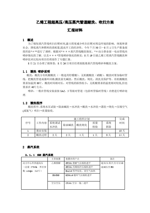 乙烯工程超高压高压蒸汽管道酸洗吹扫方案