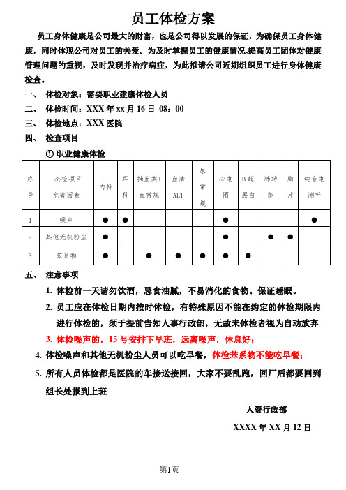 职业健康体检通知