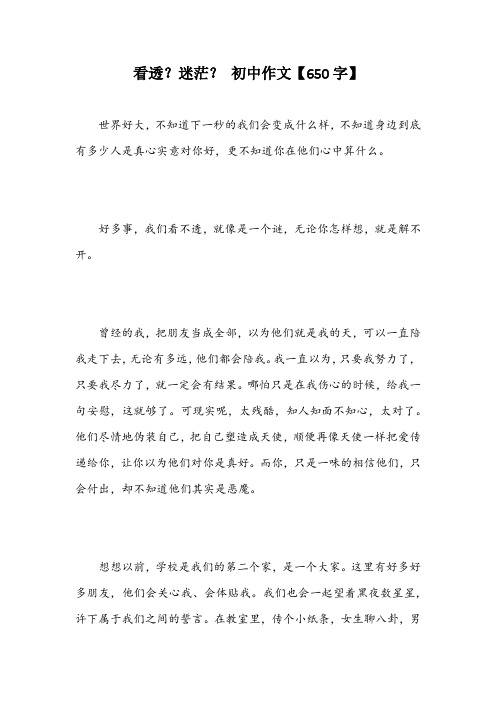 看透？迷茫？ 初中作文【650字】