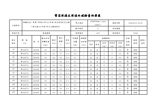管道焊接与焊缝外观检查记录文稿表