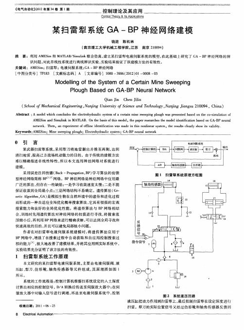 某扫雷犁系统GA-BP神经网络建模