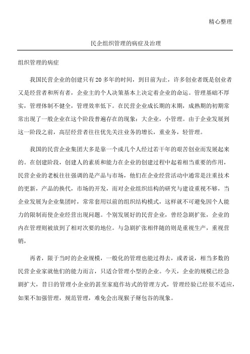 民企组织管理的病症及治理