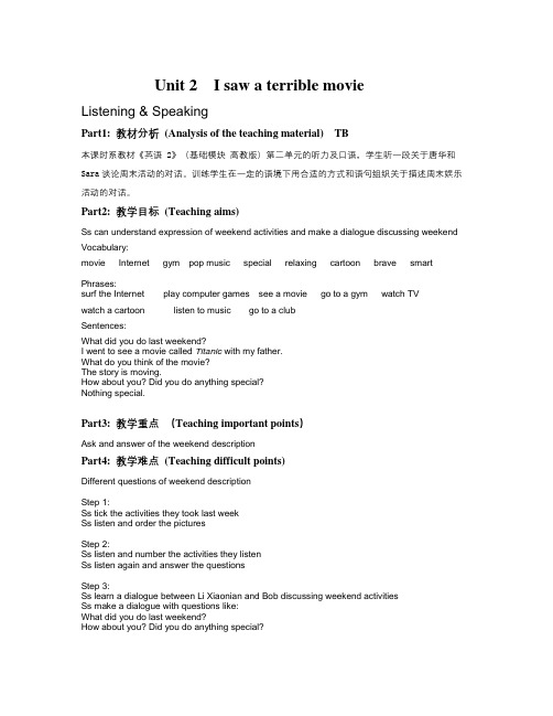 英语知识点高教版中职英语(基础模块 第2册)Unit 2《I saw a terrible movie》word教案-总结