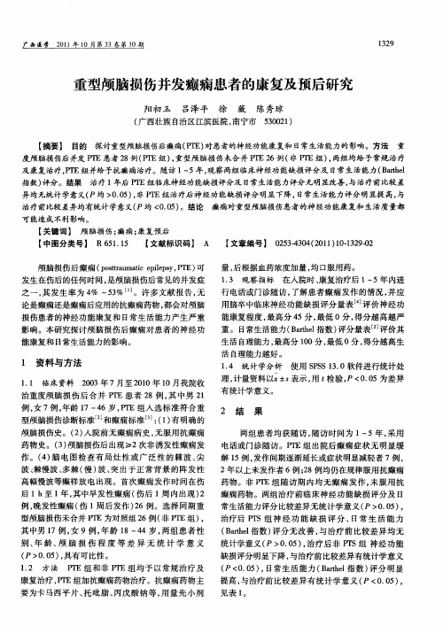 重型颅脑损伤并发癫痫患者的康复及预后研究