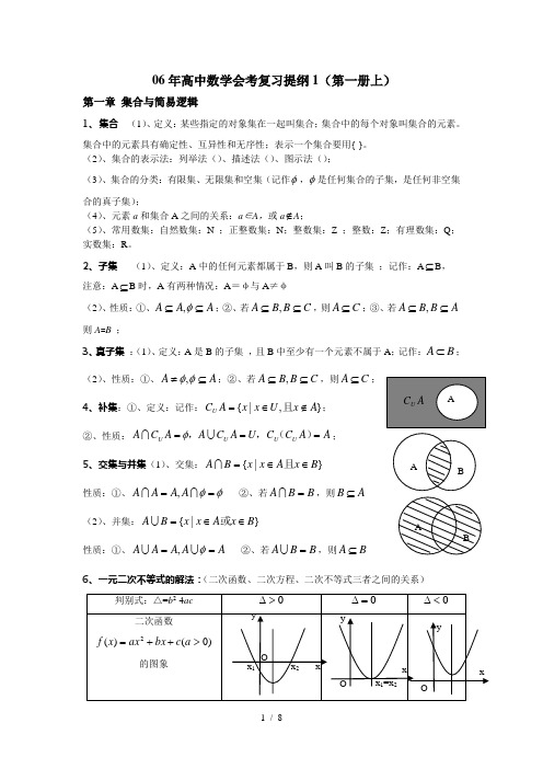 高中数学会考复习提纲