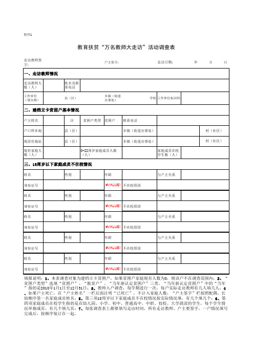 万名教师走访表