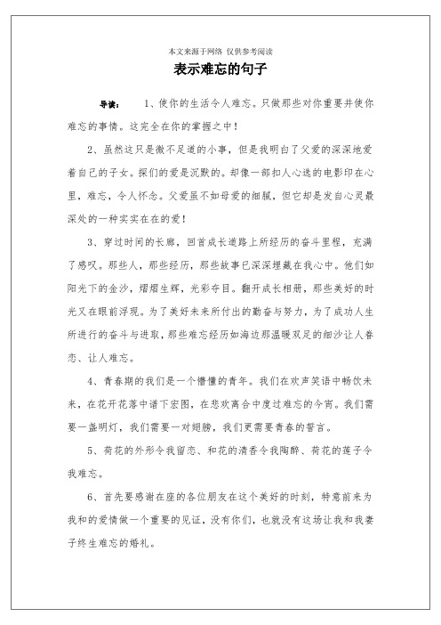 表示难忘的句子