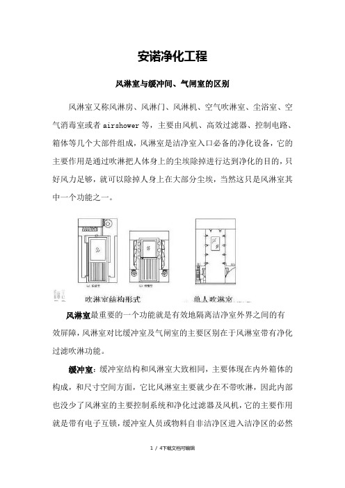 风淋室与缓冲间、气闸室的区别