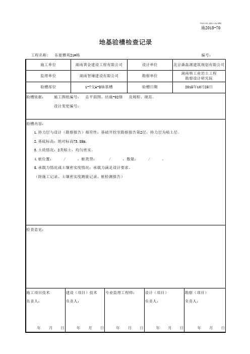 地基验槽检查记录