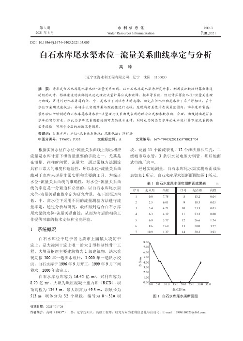 白石水库尾水渠水位-流量关系曲线率定与分析