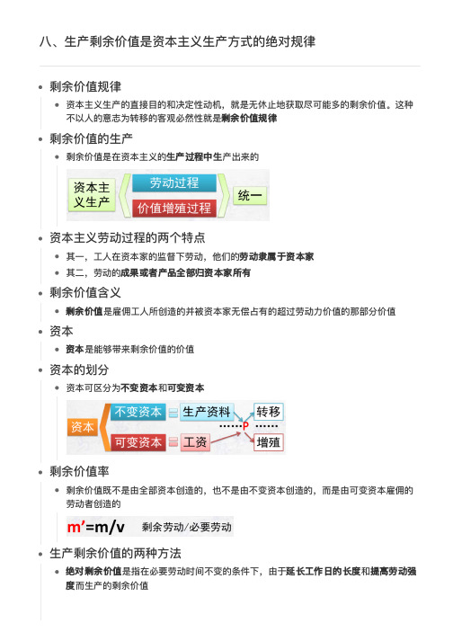 马原 第四章  八、生产剩余价值是资本主义生产方式的绝对规律