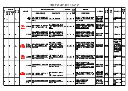 IATF16949风险机遇识别评估分析范例