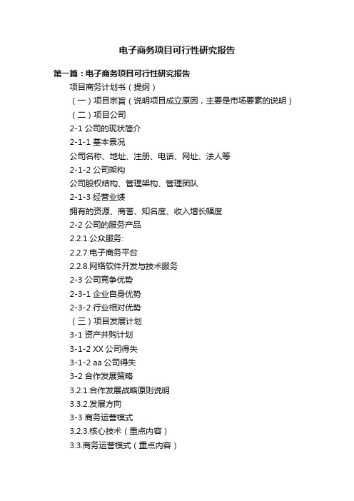 电子商务项目可行性研究报告