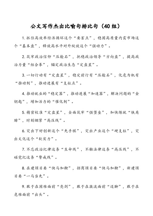 关于公文写作精彩比喻句排比句金句40组简短正能量