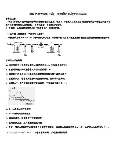 重庆西南大学附中高三冲刺模拟新高考化学试卷及答案解析