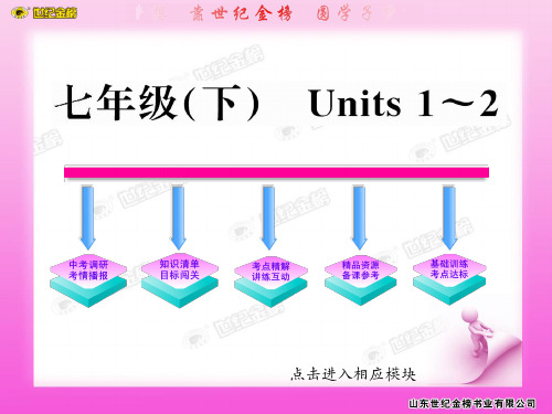 世纪金榜初中英语新课标全程复习方略七下Units1～2(译林牛津版)精品PPT课件