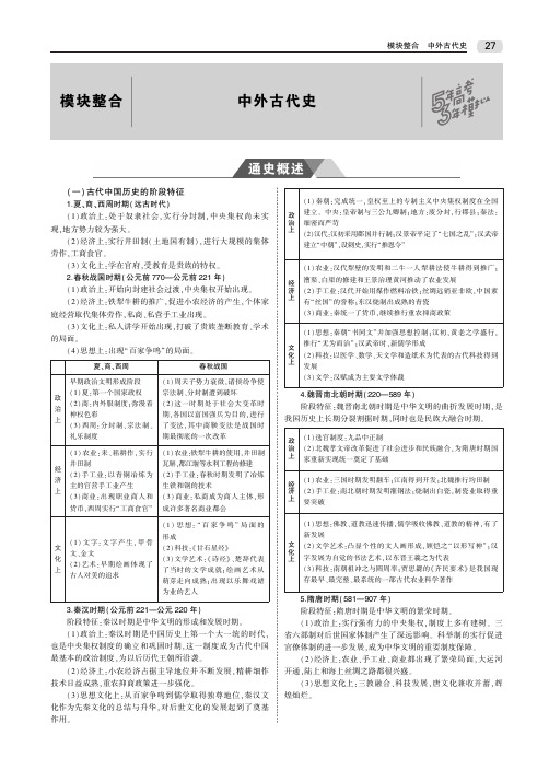 2020版高考历史一轮复习模块整合中外古代史教师用书(PDF,含解析)