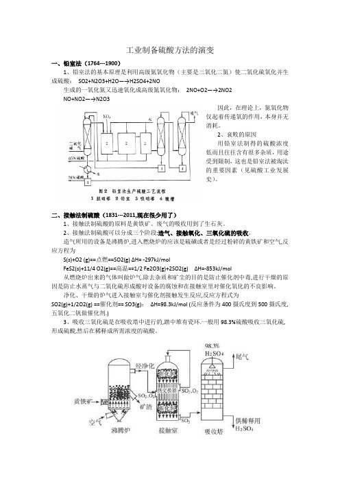 工业制备硫酸方法的演变