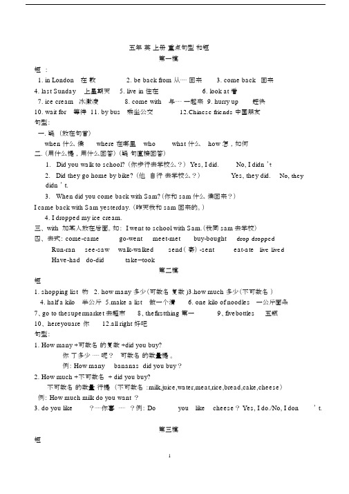 (完整word版)外研版五年级的英语重点句型和短语复习资料.docx