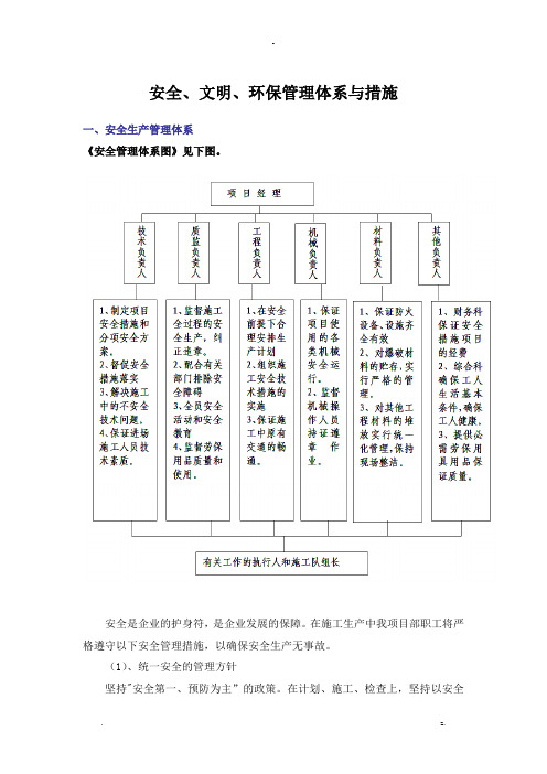 安全、文明、环保管理体系及措施