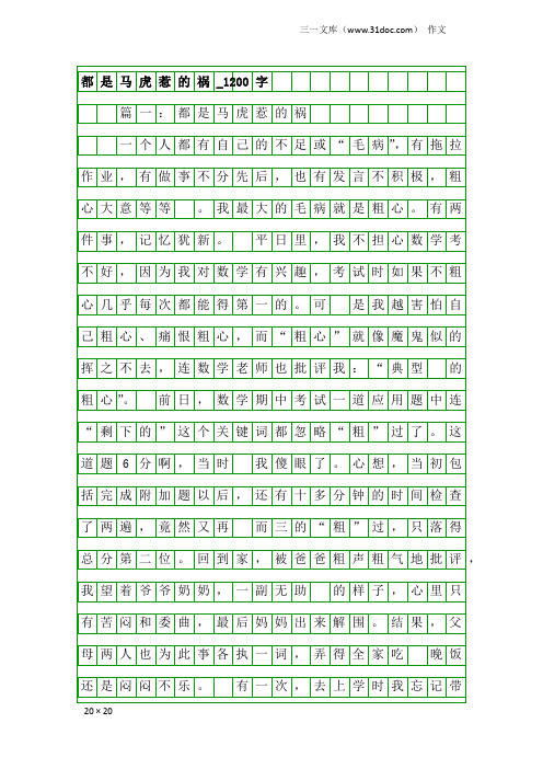 作文:都是马虎惹的祸_1200字