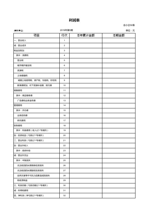 小规模资产负债表+利润表