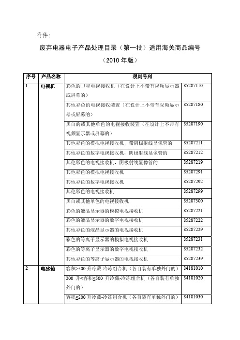 废弃电器电子产品处理目录