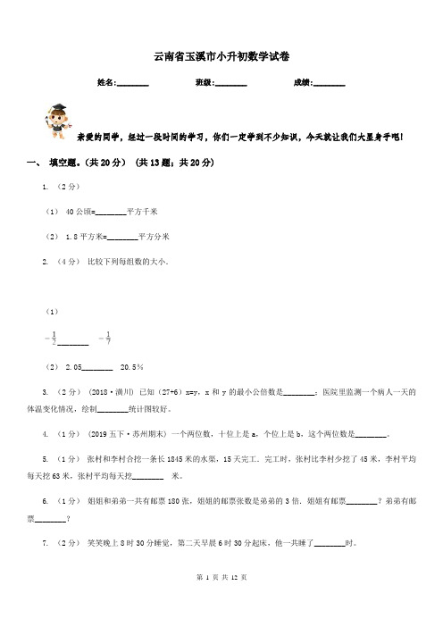 云南省玉溪市小升初数学试卷