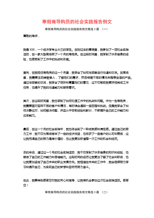 寒假做导购员的社会实践报告例文3篇