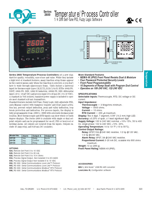 323 Temperature Series 2600温度控制器说明说明书