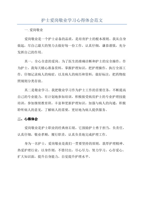 护士爱岗敬业学习心得体会范文